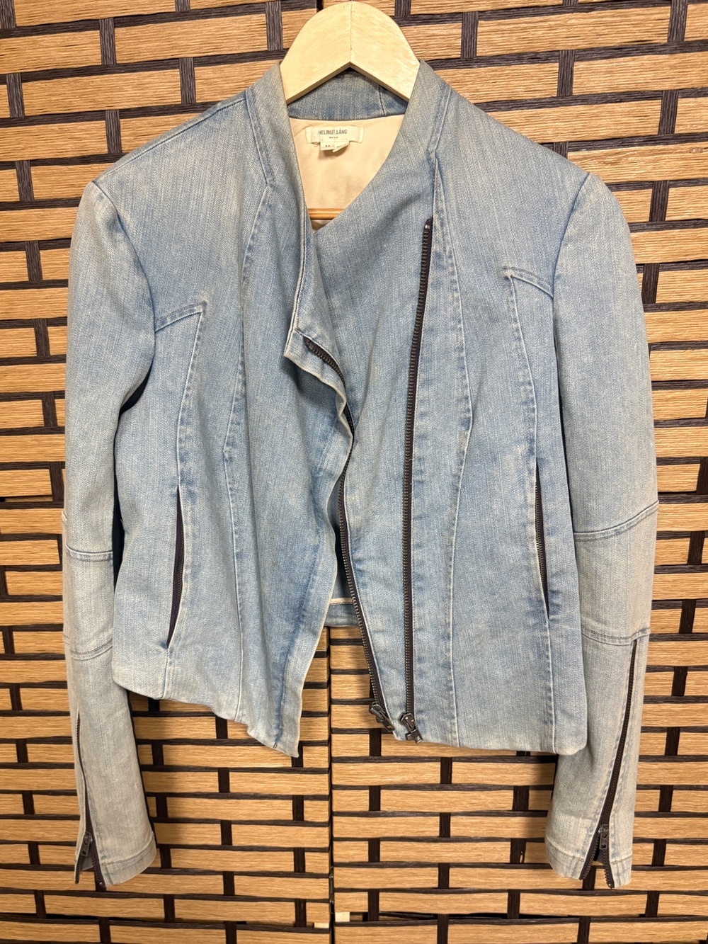Helmut lang asymmetrical zip denim jacket size medium